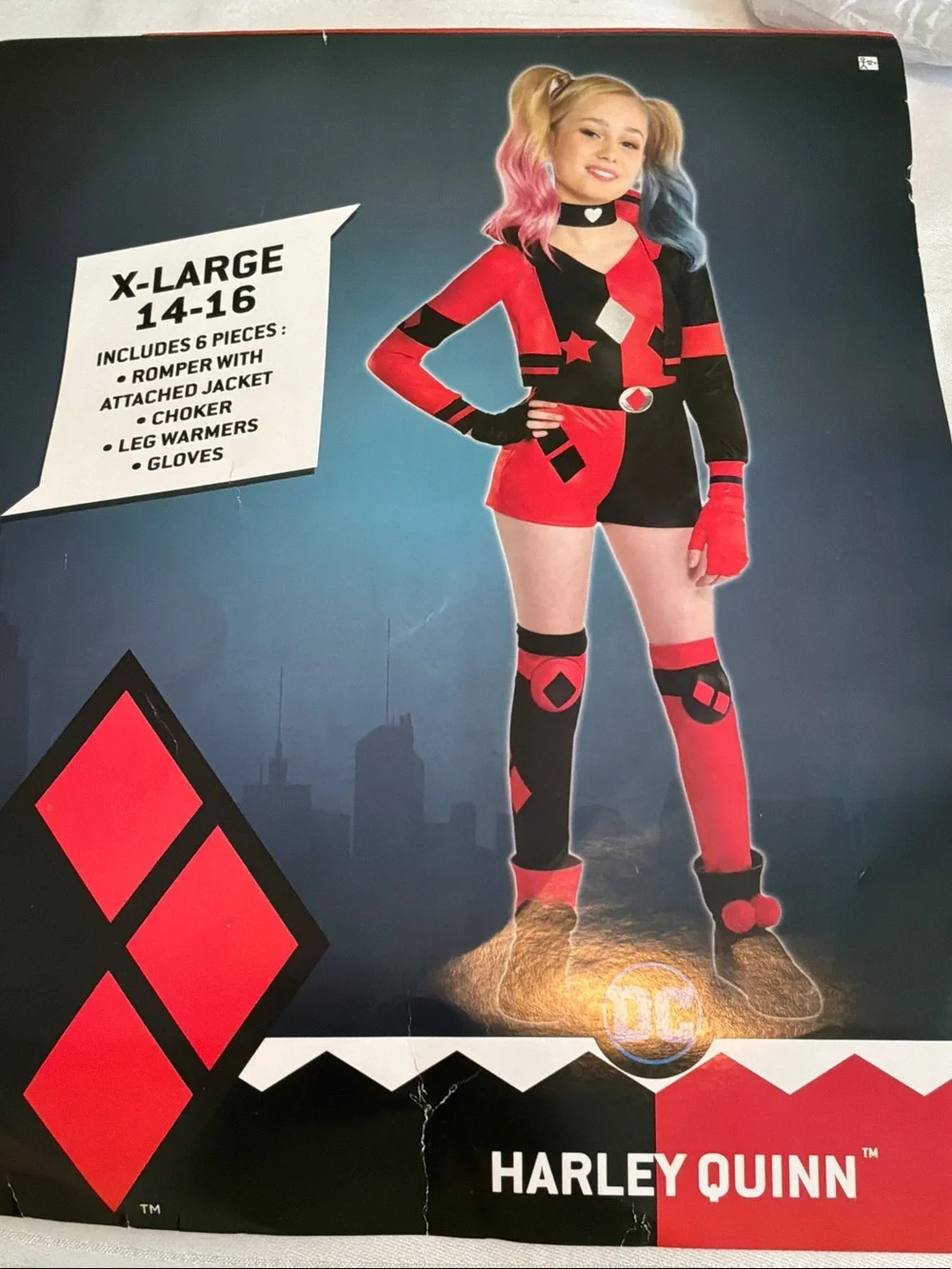 DC Harley Quinn Kids Costume - Red and Black size x-large 14-16